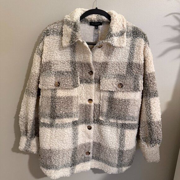 Perch by Blu Pepper Teddy Plaid Shirt Jacket - Picture 3 of 9